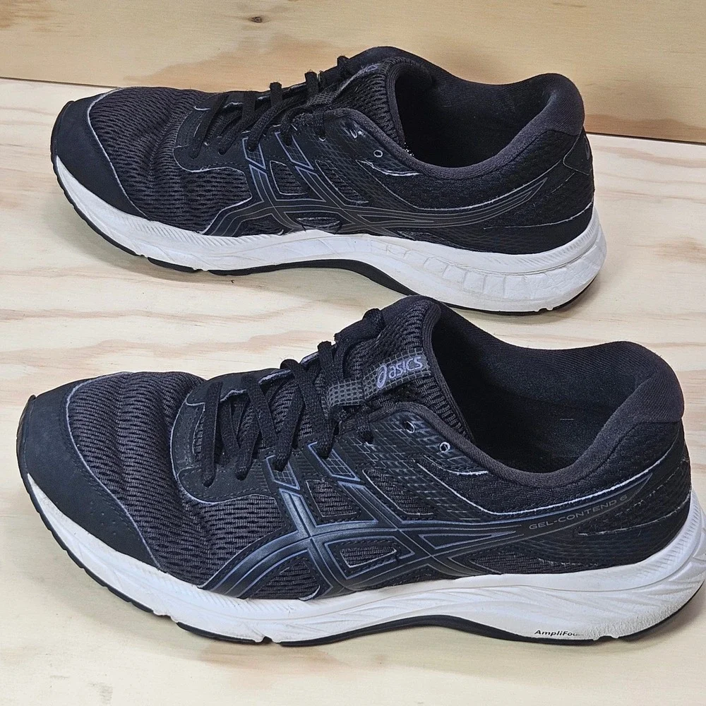 Asics Gel-Contend 6 Mens Black White Running Shoes 1011A667 Size 9